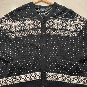 Polo Ralph Lauren Nordic Fair Isle Snow Cardigan Sweater Cotton Cashmere 4XL